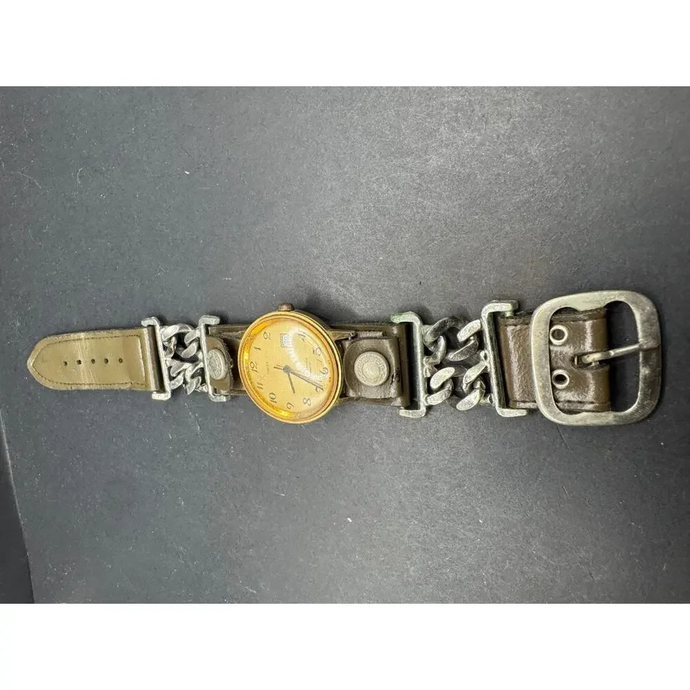 1973 Timex Viscount Men's Automatic WR Watch 46561 3273 Gold Tone Leather Band